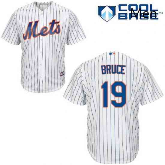 Mens Majestic New York Mets 19 Jay Bruce Replica White Home Cool Base MLB Jersey